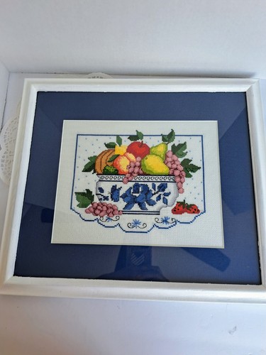 Needlepoint fruit bowl picture - bowl,